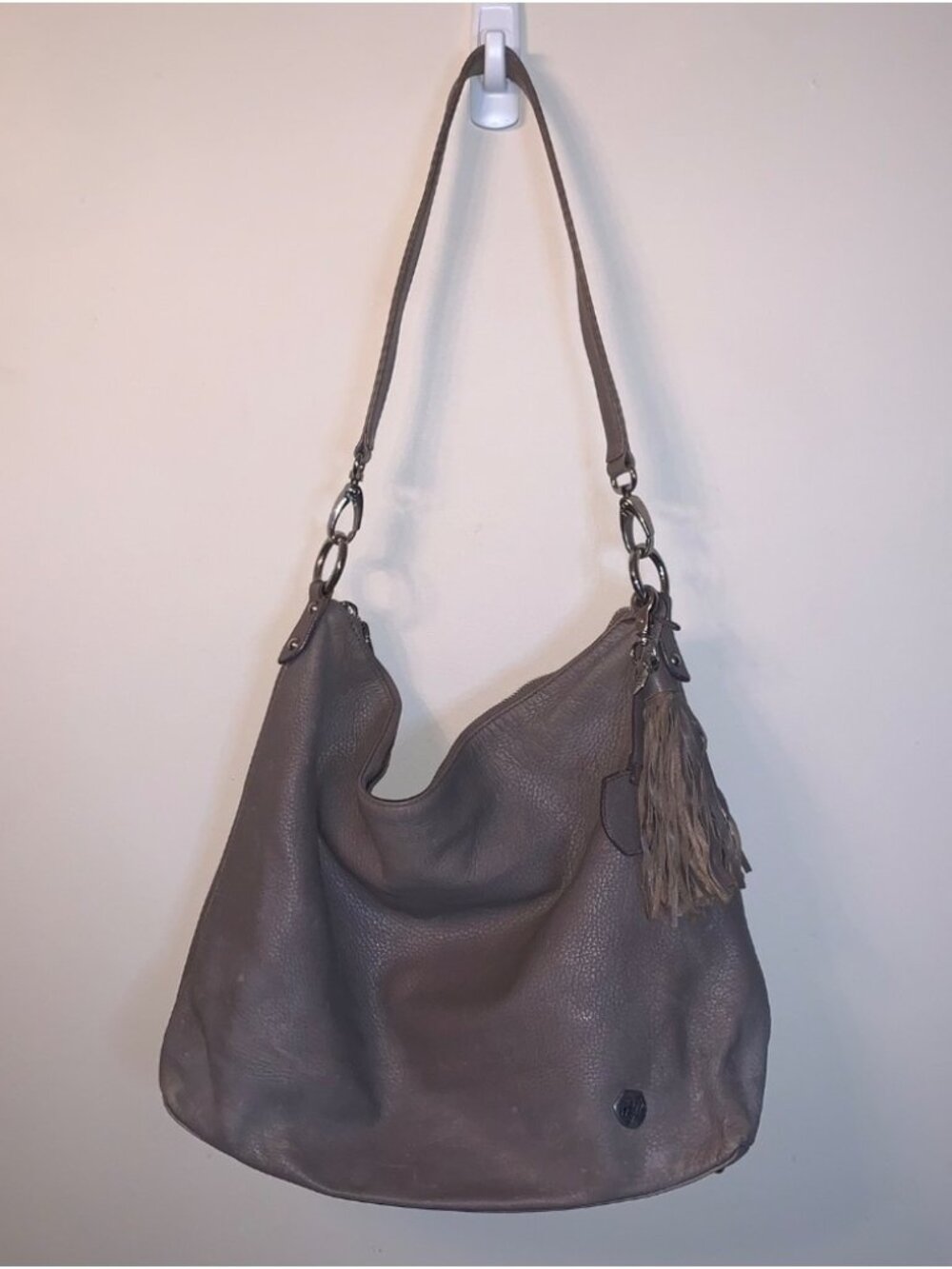 Poppy Barley Grey Leather Shoulder Bag